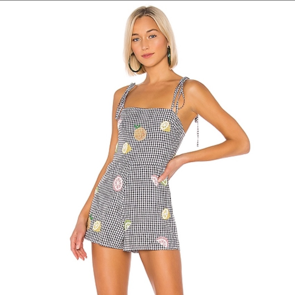 Lovers & Friends Dash Checkered Gingham Tie Romper